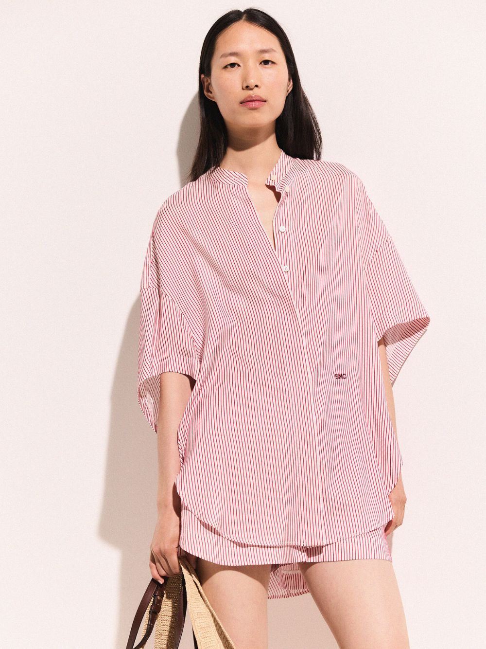 Red Striped Organic Silk Shirt - Image 2