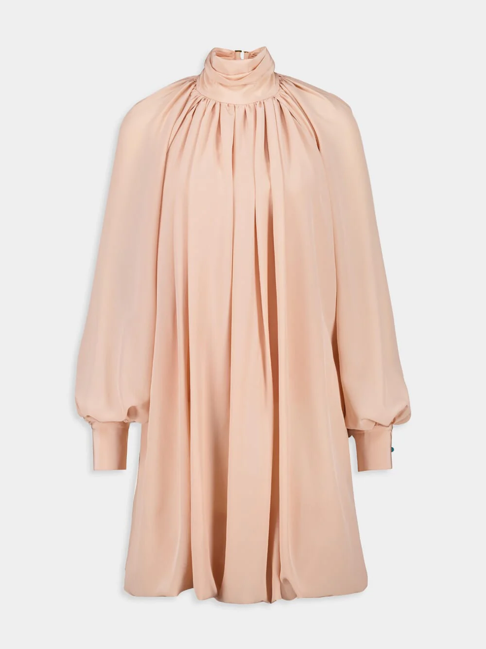 Rose High-Neck Silk Chiffon Mini Dress