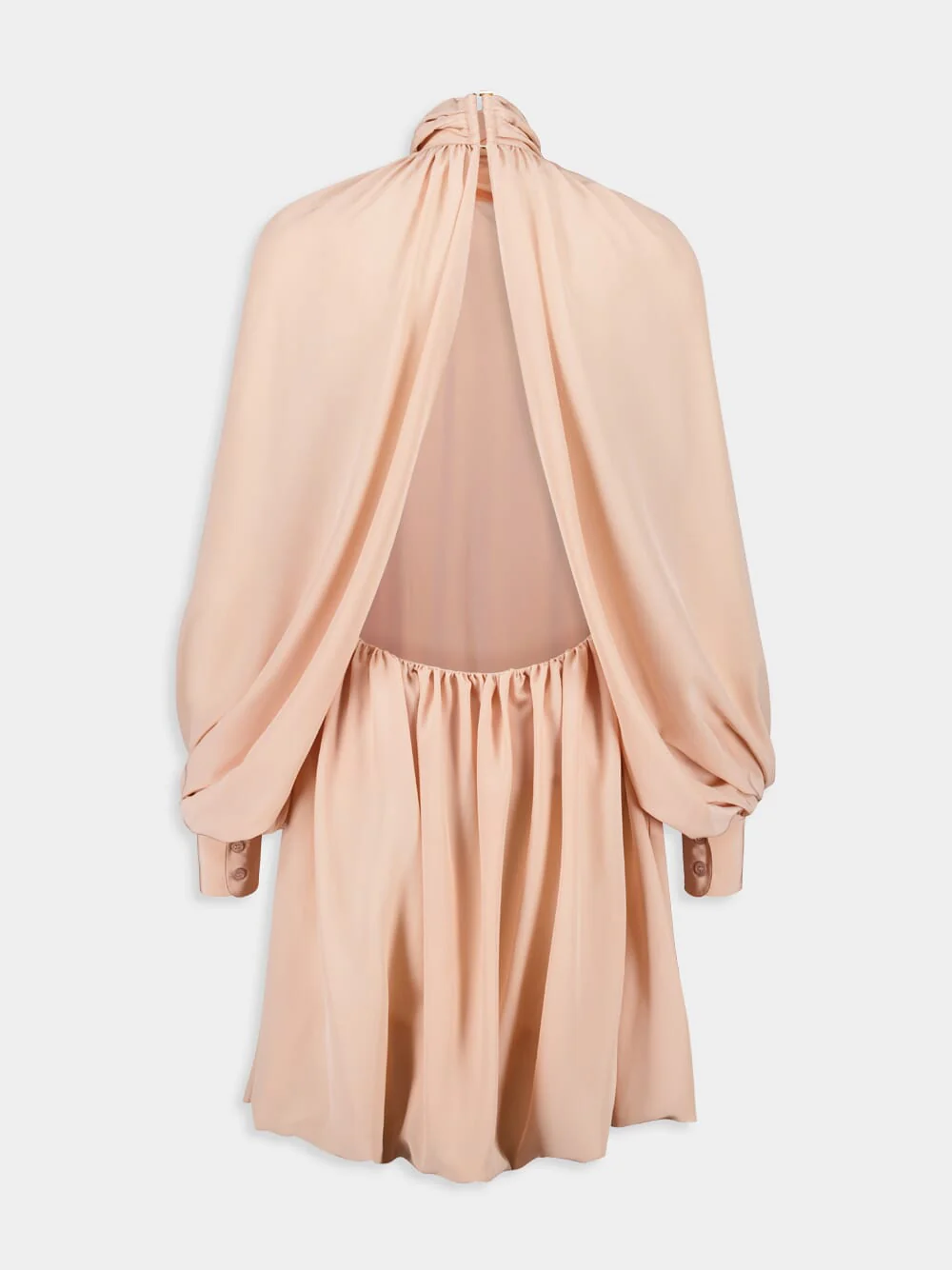 Rose High-Neck Silk Chiffon Mini Dress - Image 2