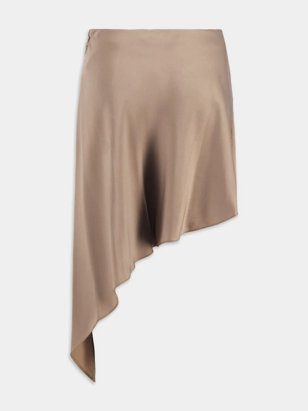 Satin-Finish Asymmetric Hem Skirt - Image 2