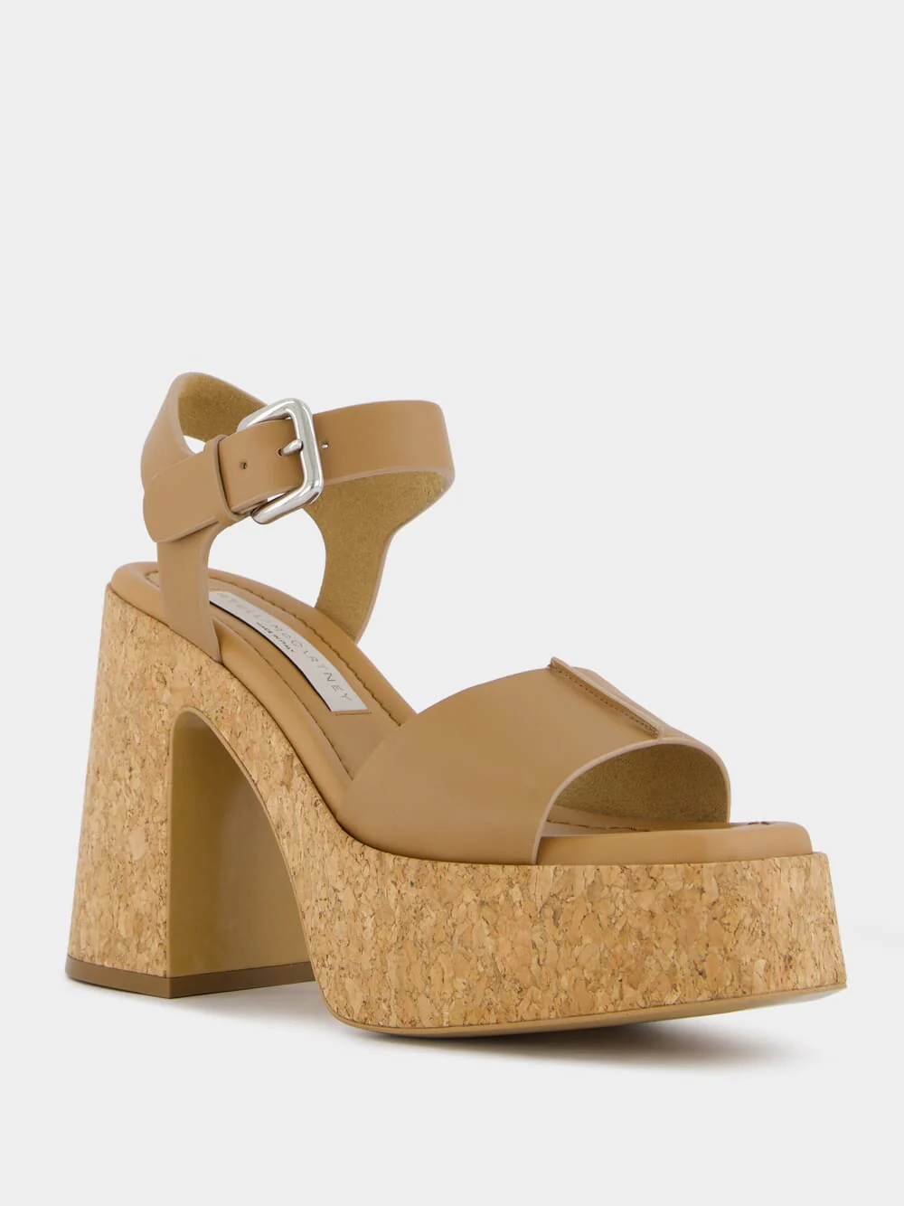 Skyla Tan Buckle Cork Platform Sandals - Image 2