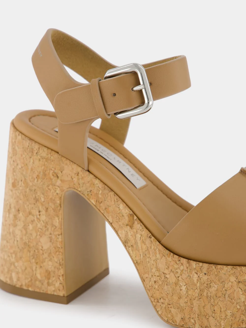 Skyla Tan Buckle Cork Platform Sandals - Image 6