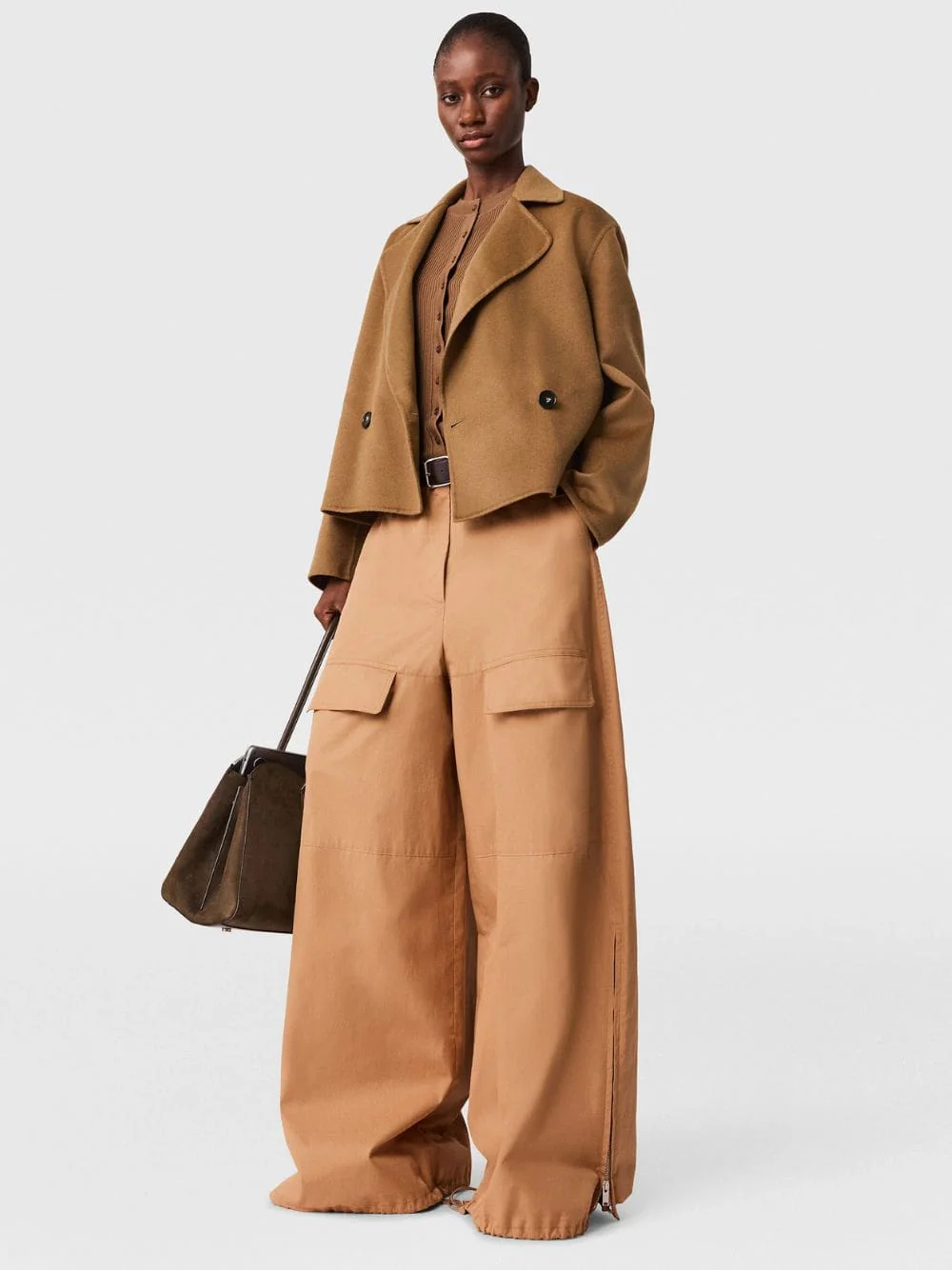 Tan Organic Cotton Cargo Trousers - Image 2