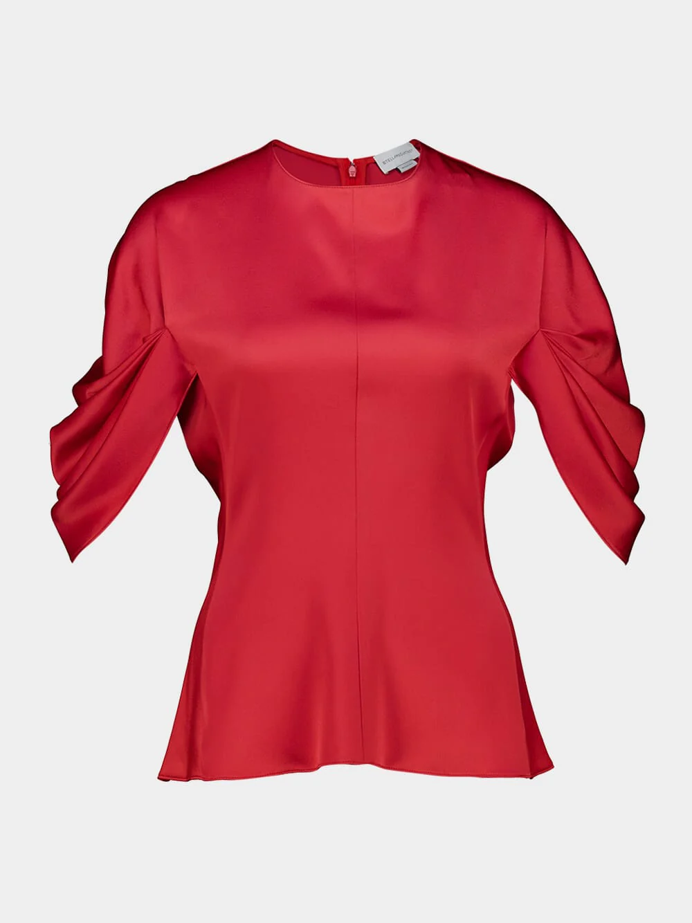 Tomato Draped Sleeve Acetate Top