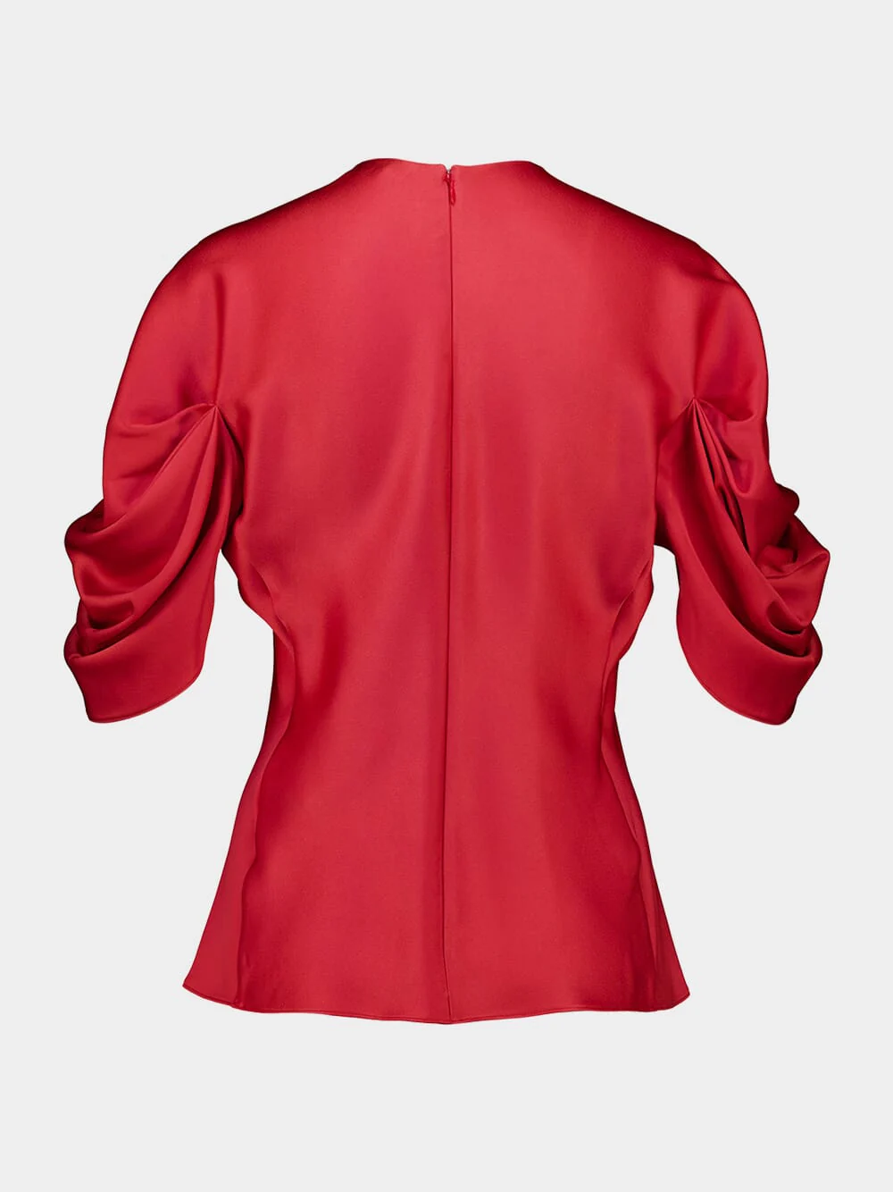 Tomato Draped Sleeve Acetate Top - Image 2