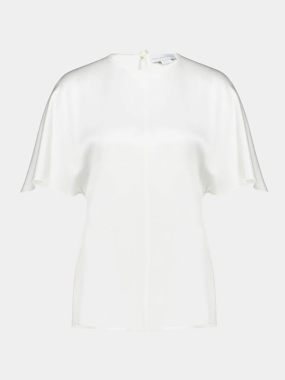White Handkerchief Sleeve Satin Top