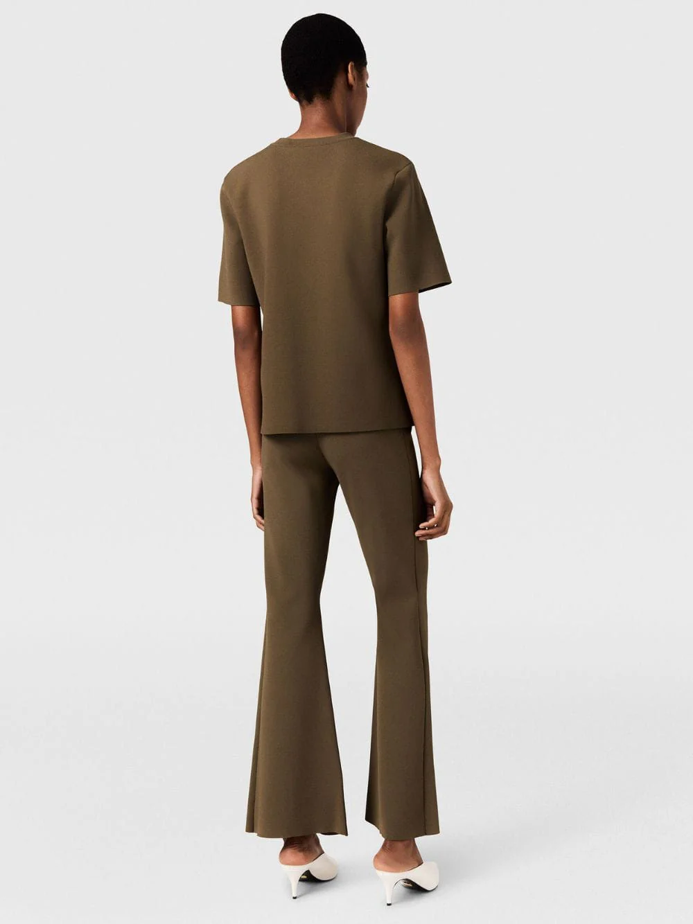 Brown Compact Knit Trousers - Image 4