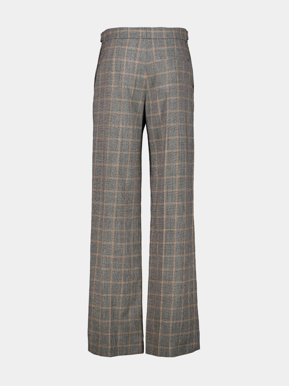 Grey Mélange Checked Wool Tailored Trousers - Image 2