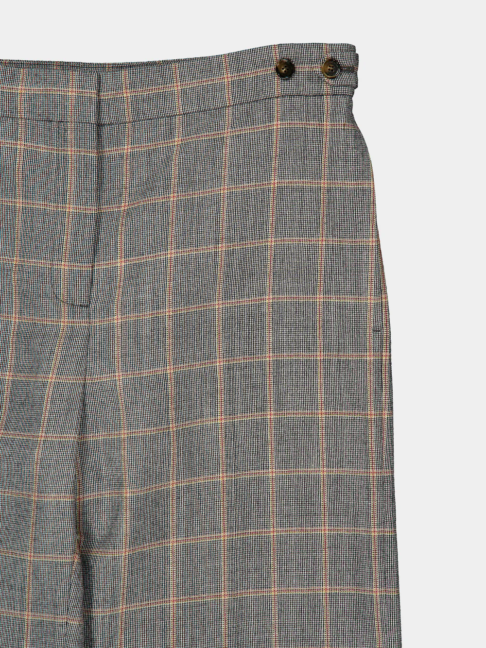 Grey Mélange Checked Wool Tailored Trousers - Image 3