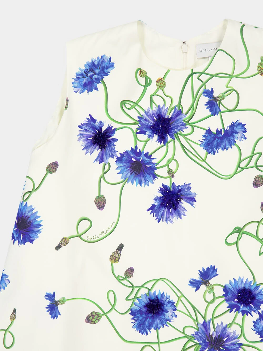White Cornflower A-Line Mini Dress - Image 5