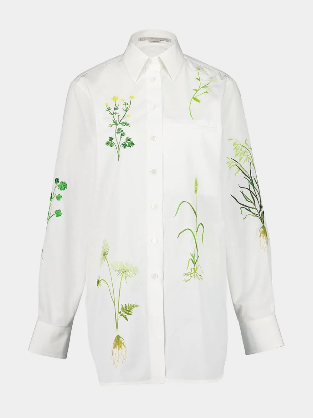 White Floral Printed Cotton Shirt