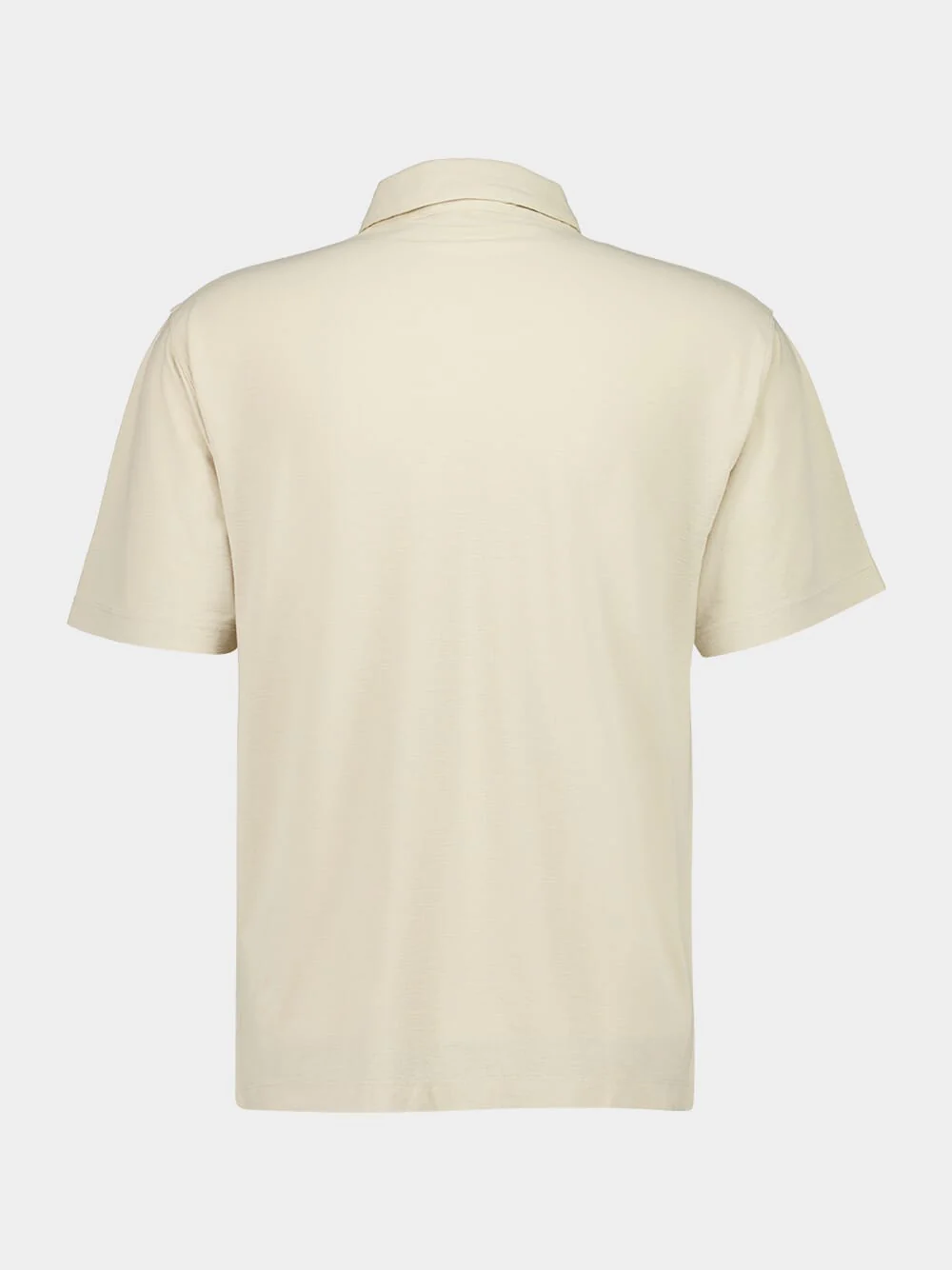 Beige Cotton Crepe Jersey Polo Shirt - Image 3