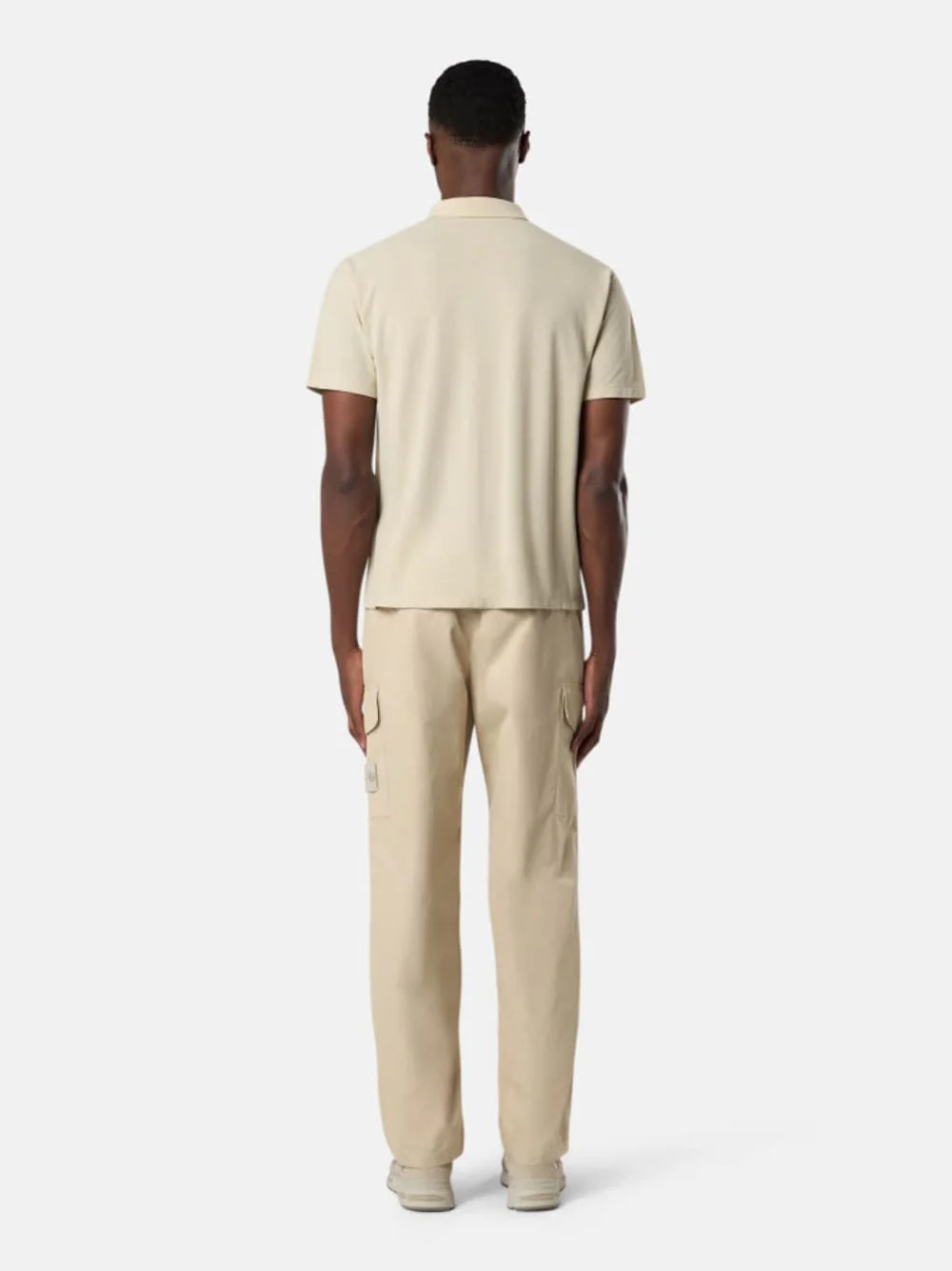 Beige Cotton Crepe Jersey Polo Shirt - Image 4