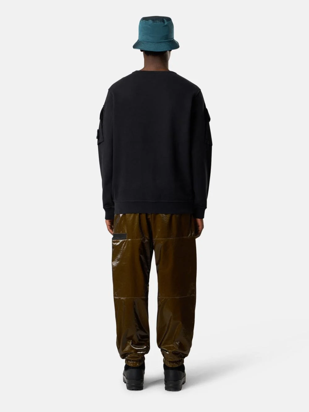 Black Brushed Organic Cotton Sweatshirt - Image 3