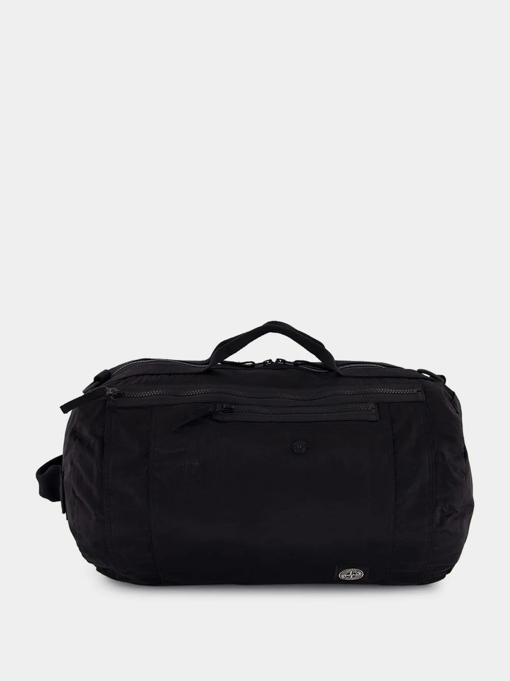 Black Coated Nylon Duffle Bag with Logo Patch