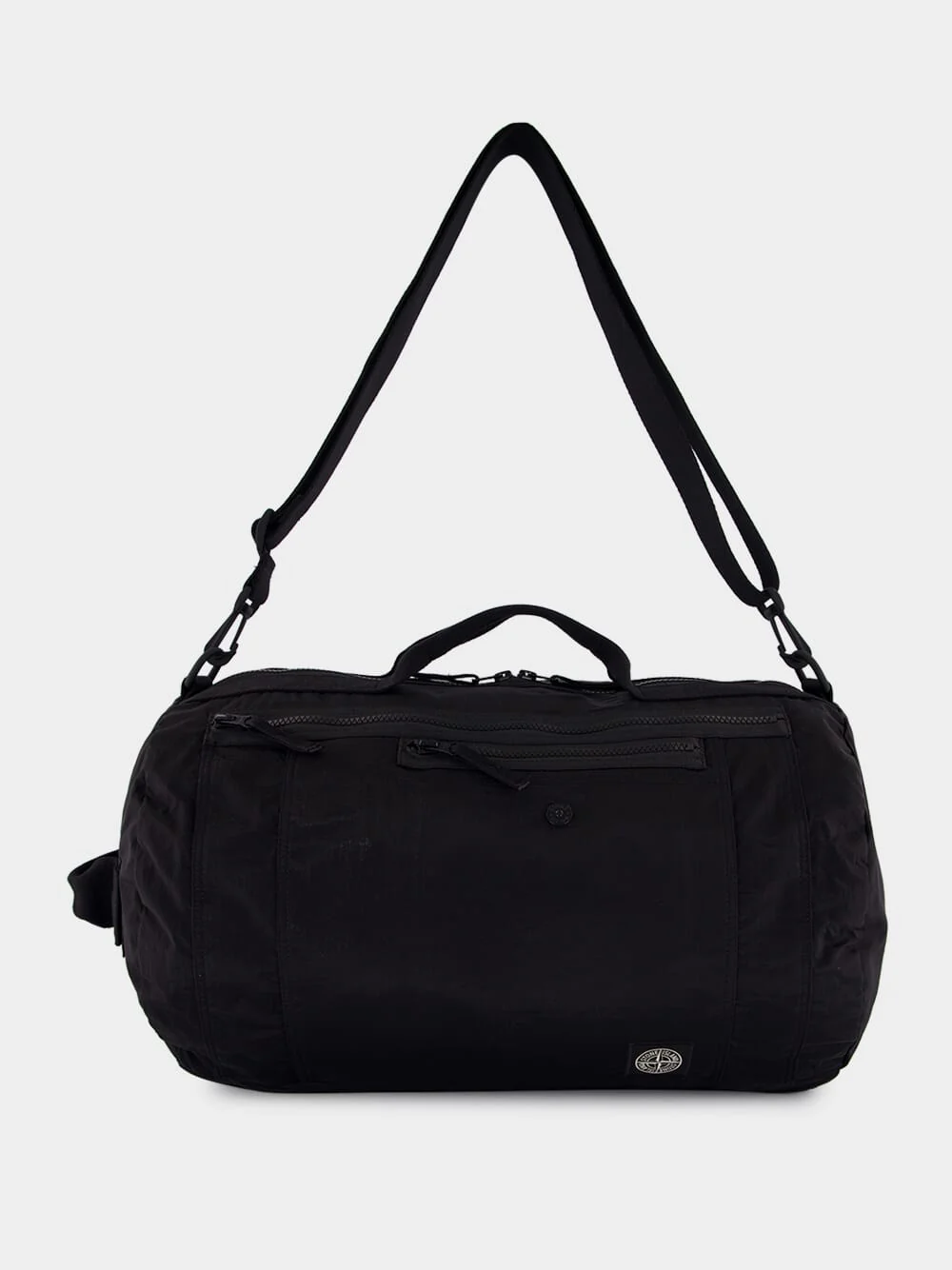 Black Coated Nylon Duffle Bag with Logo Patch - Image 3