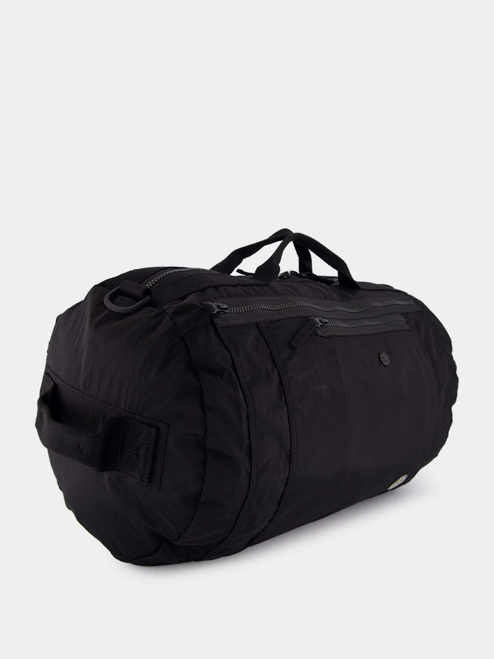 Black Coated Nylon Duffle Bag with Logo Patch - Image 4