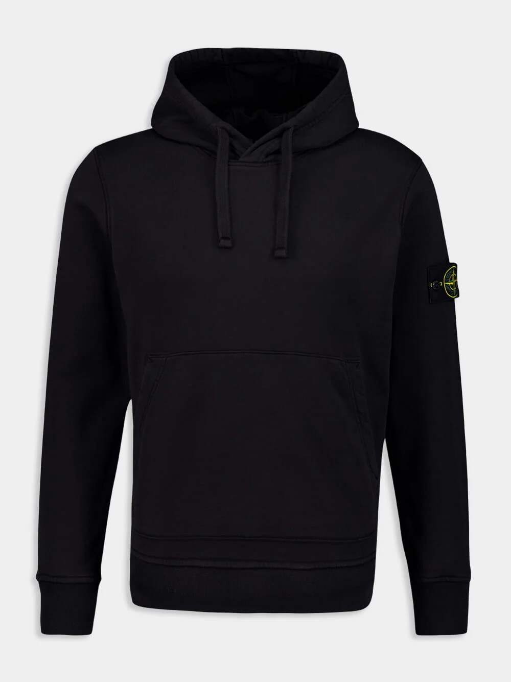 Black Cotton Fleece Hooded Sweatshirt