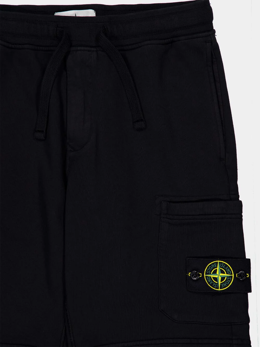 Black Cotton Fleece Jogger Shorts - Image 3