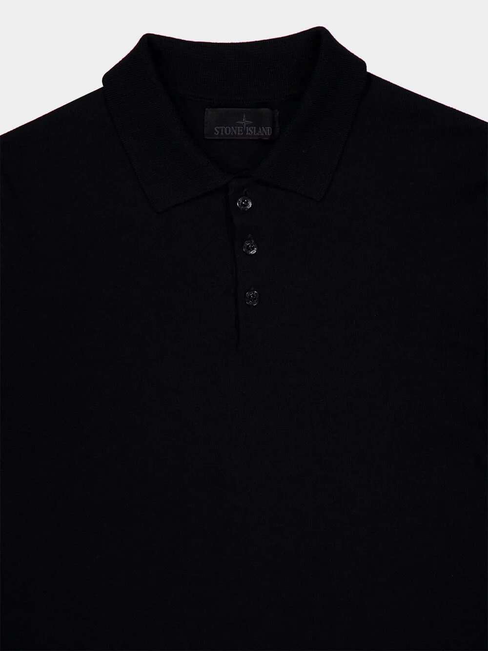 Black Long Sleeve Virgin Wool Polo Shirt - Image 7