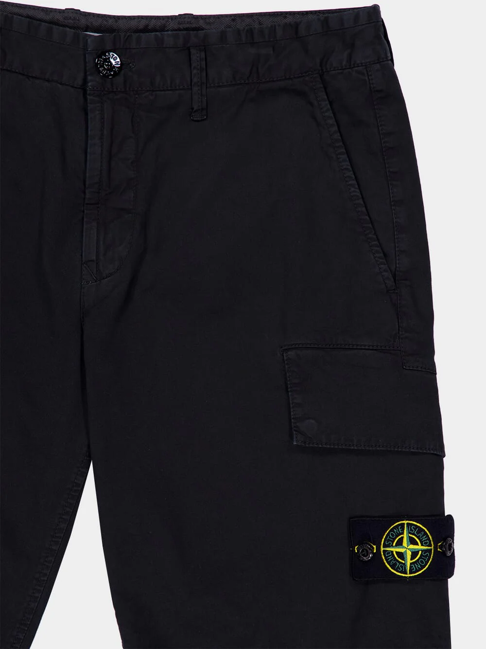 Black Organic Cotton Stretch Cargo Shorts - Image 3