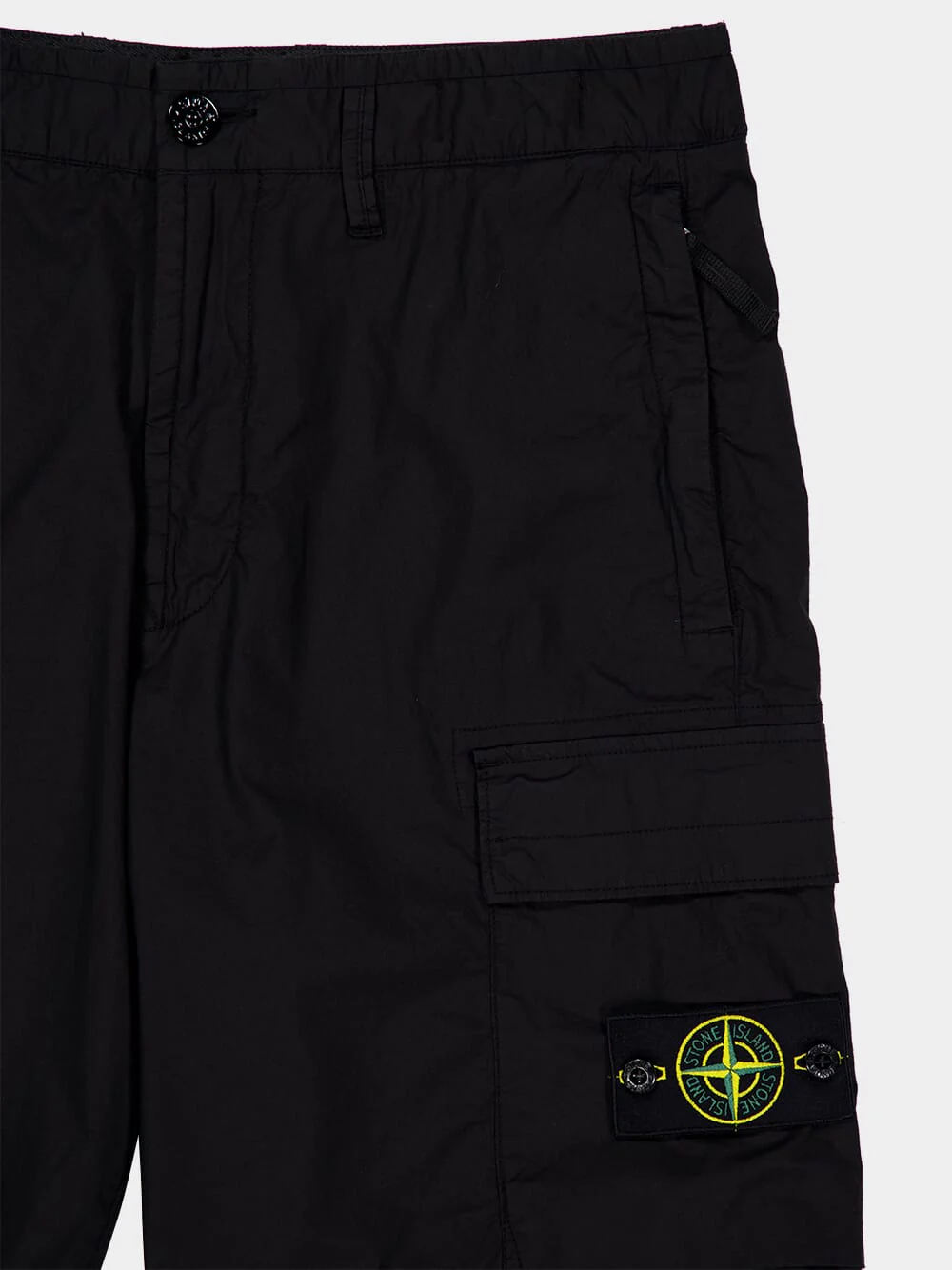 Black Stretch Cotton Cargo Bermuda Shorts - Image 3