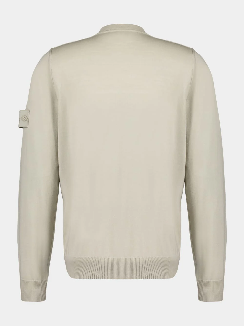Beige Crewneck Jumper with Ribbed Details - Image 3