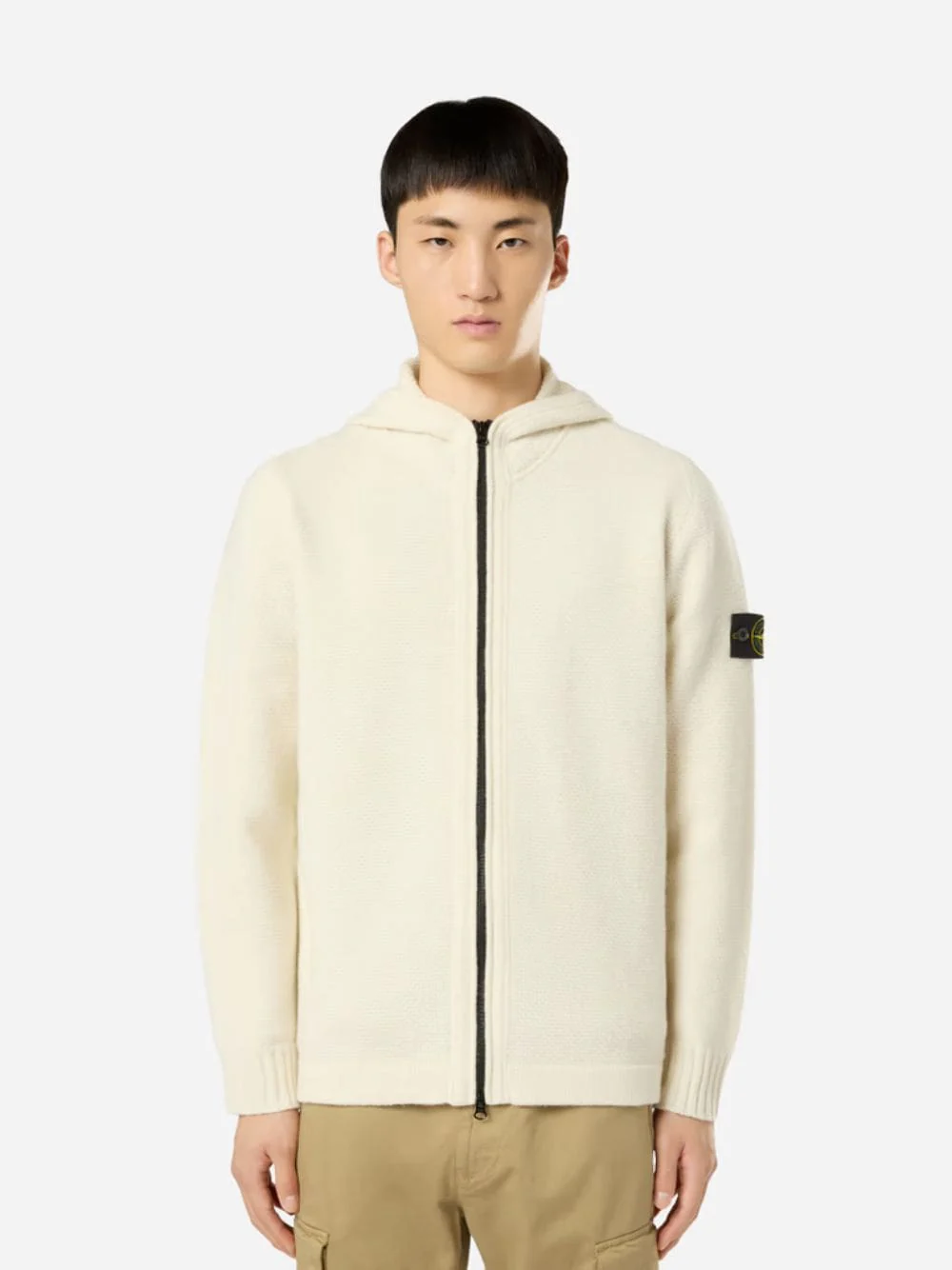 White Full Zip Cardigan with Hood - Image 2