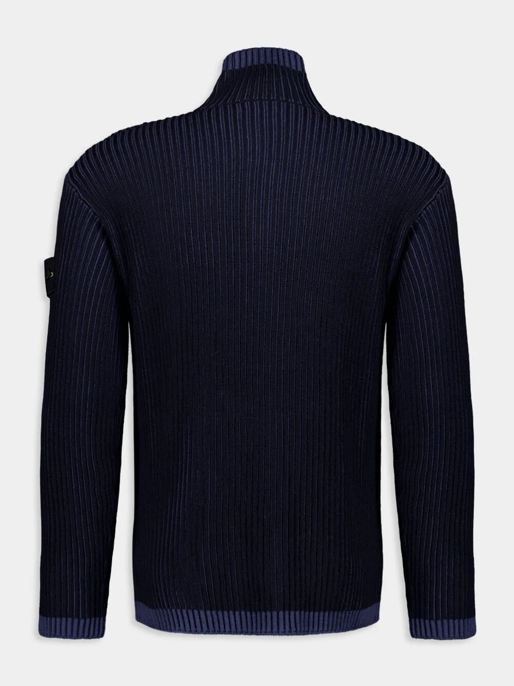 Navy Blue Loose Fit Half Zip Wool Sweater - Image 3