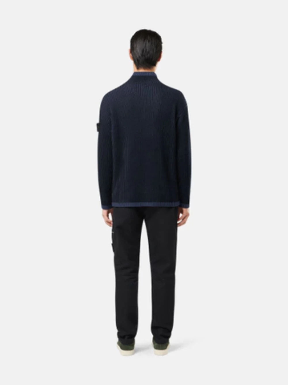 Navy Blue Loose Fit Half Zip Wool Sweater - Image 4