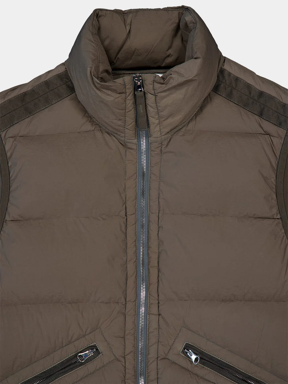 Walnut Brown Down Zip Vest - Image 5