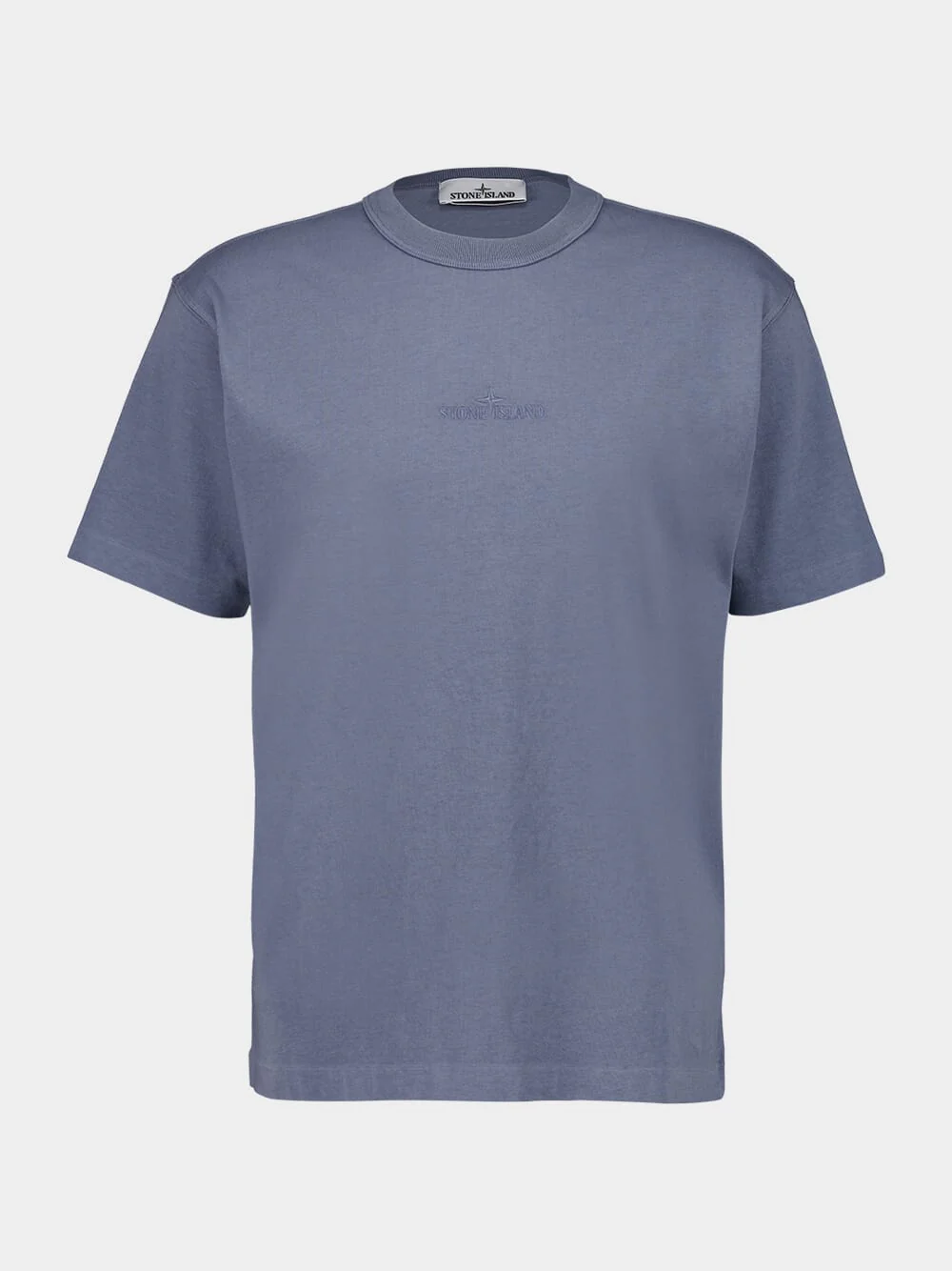 Dark Blue Organic Cotton T-Shirt with Logo Embroidery