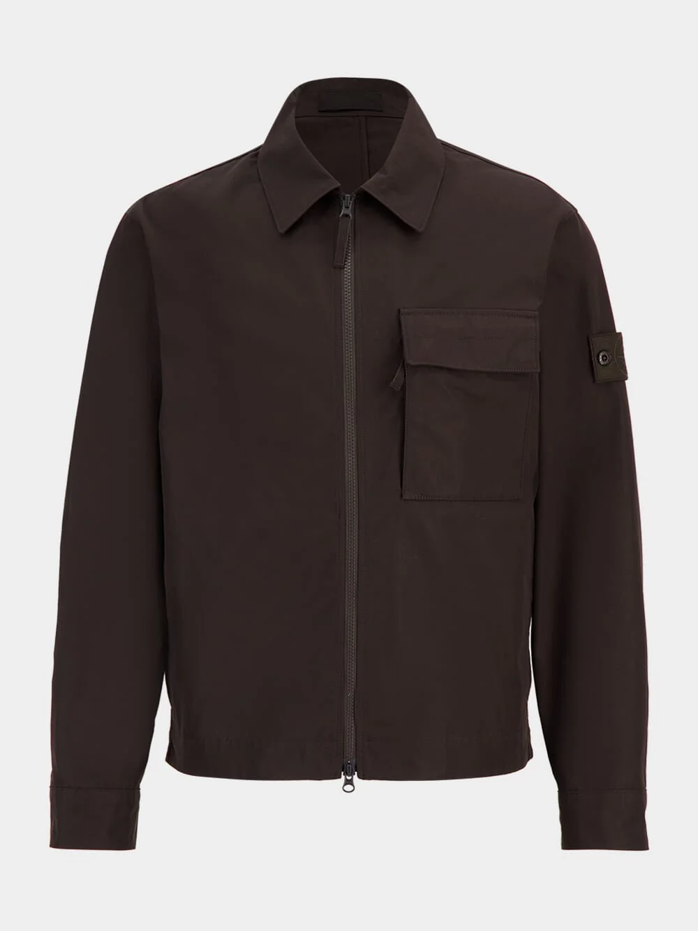 Dark Brown Long-Sleeve Overshirt