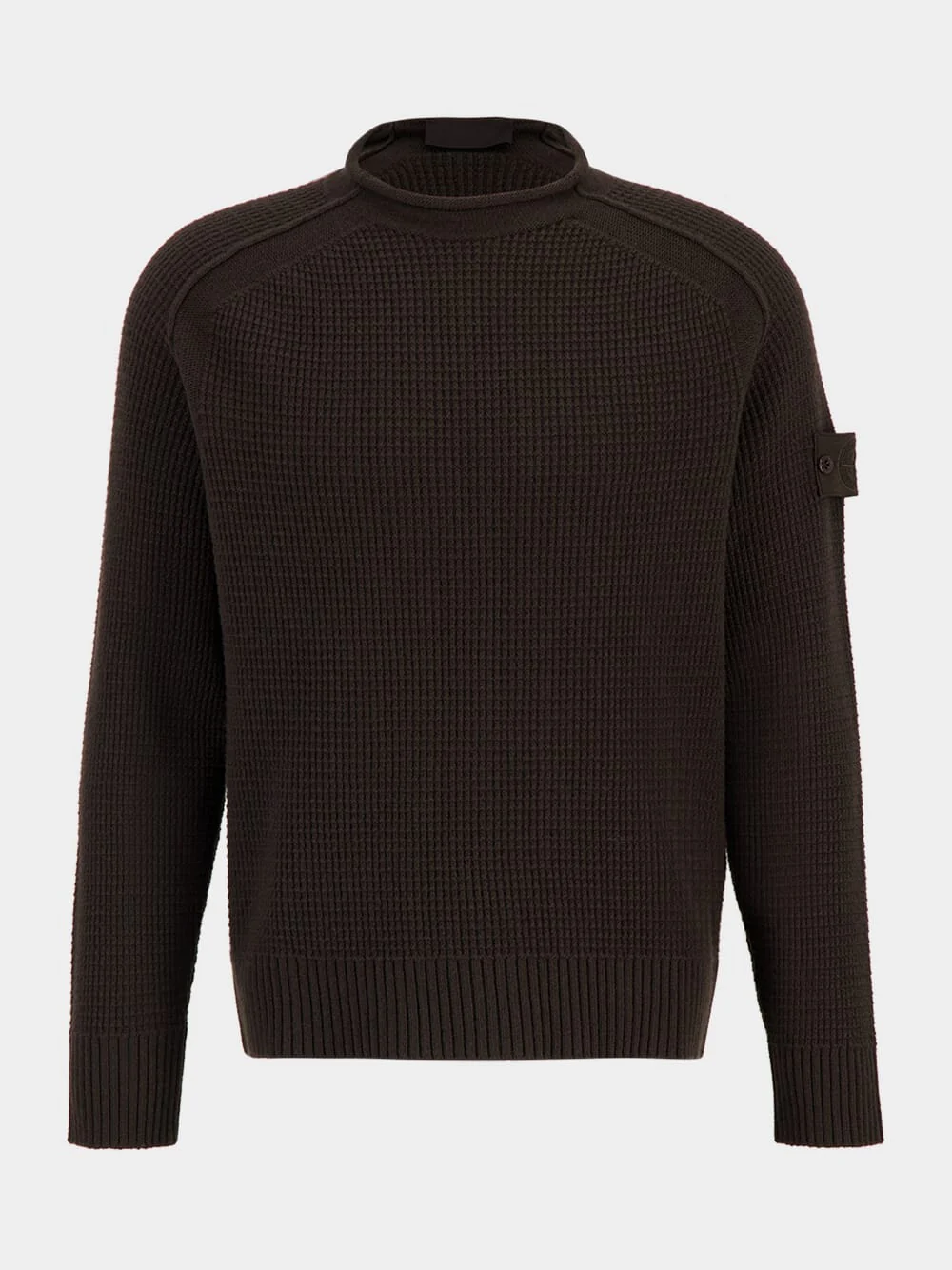 Dark Brown Virgin Wool Crewneck Sweater
