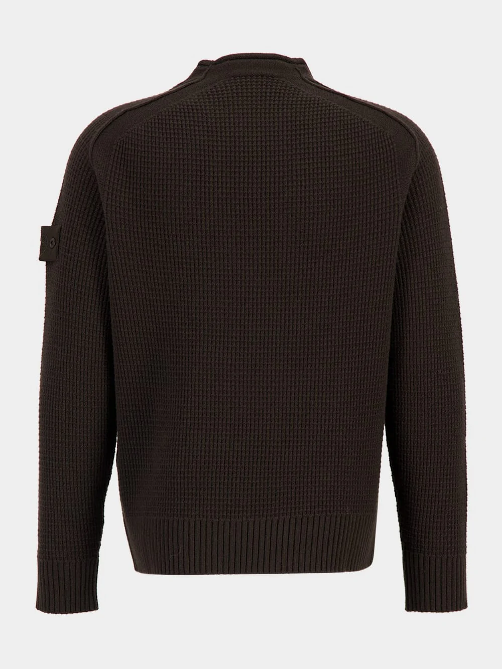 Dark Brown Virgin Wool Crewneck Sweater - Image 2