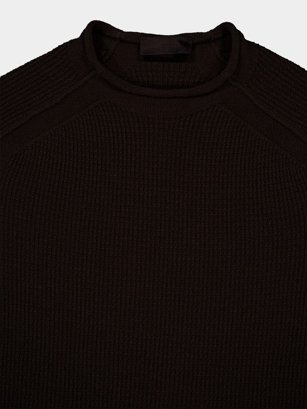 Dark Brown Virgin Wool Crewneck Sweater - Image 3