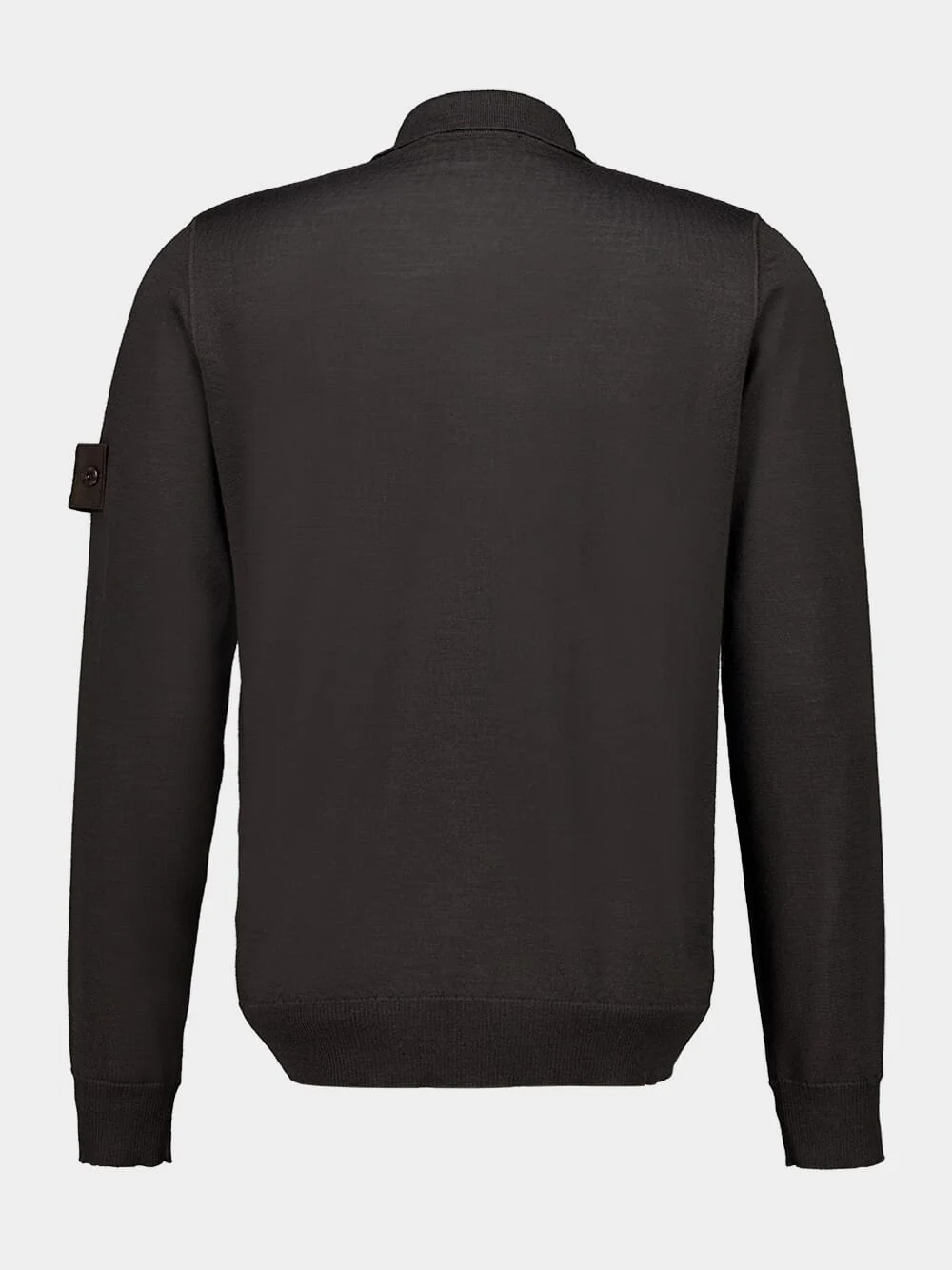 Dark Brown Wool Long-Sleeve Polo Jumper - Image 2