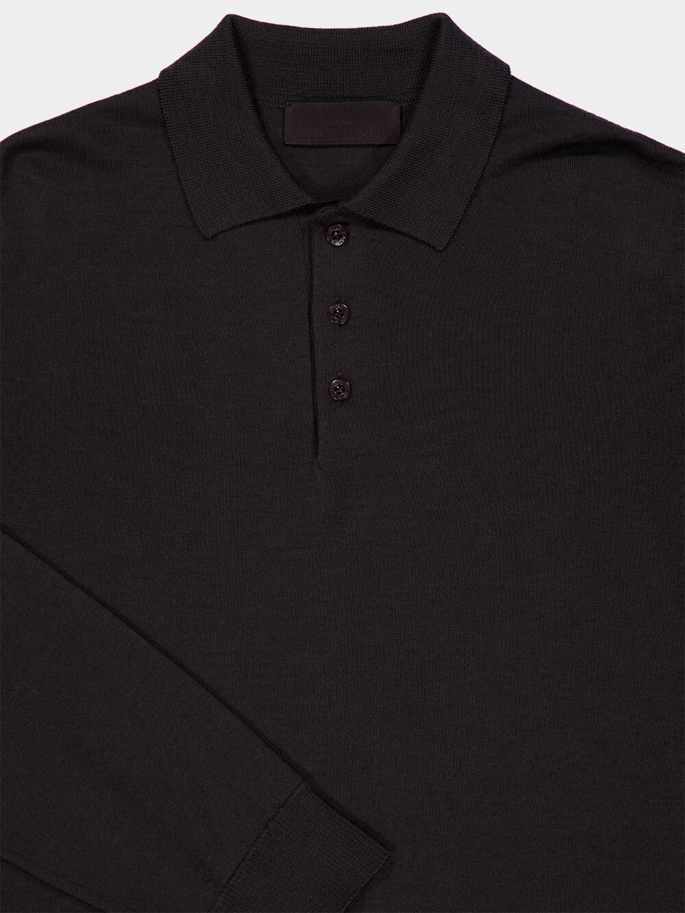 Dark Brown Wool Long-Sleeve Polo Jumper - Image 3
