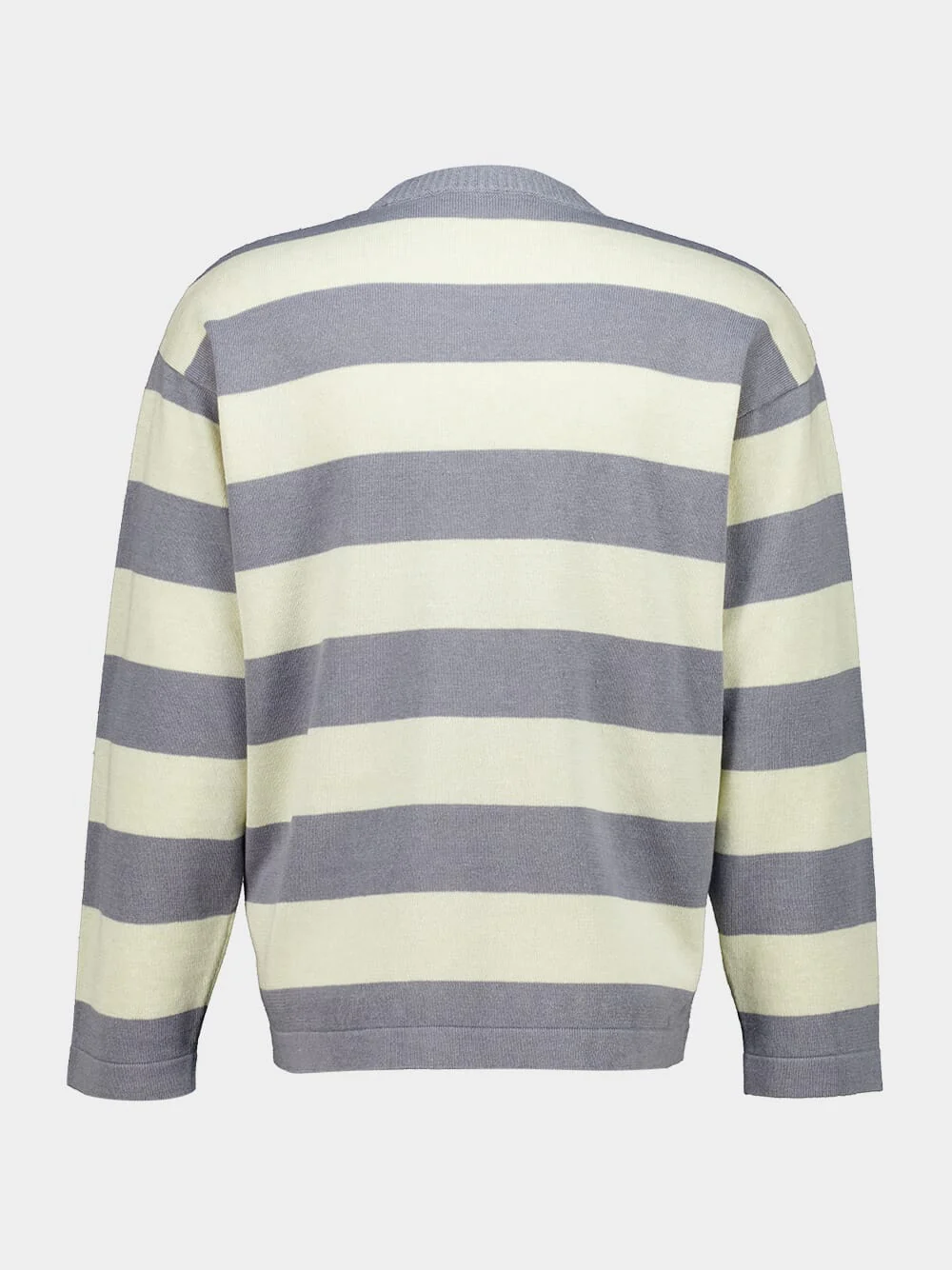 Grey and Ivory Marina Striped Cotton Jumper - Image 2