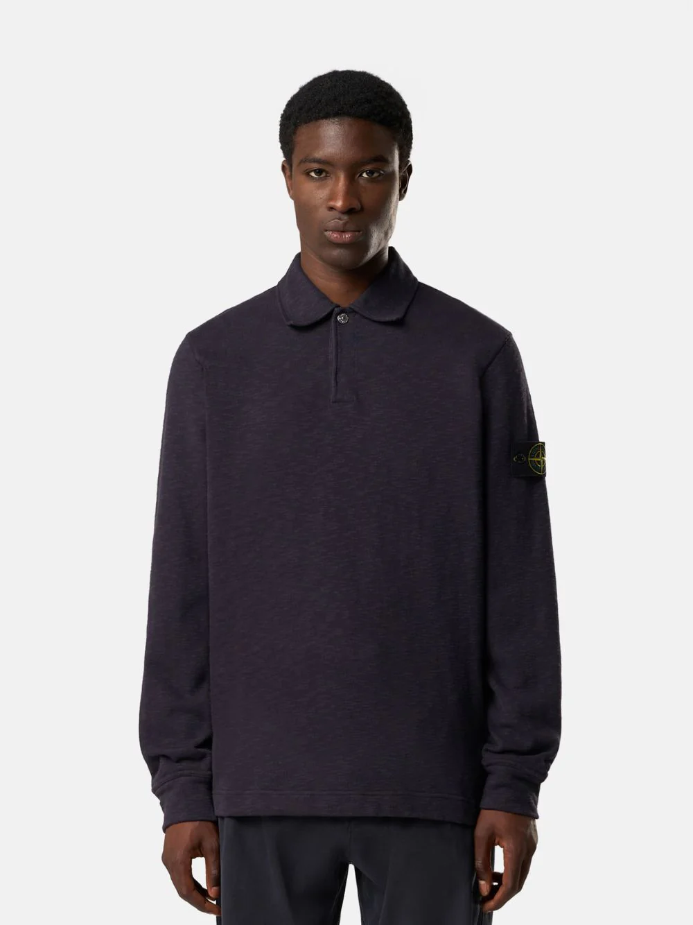 Ink Blue Long-Sleeve Polo Sweatshirt - Image 2