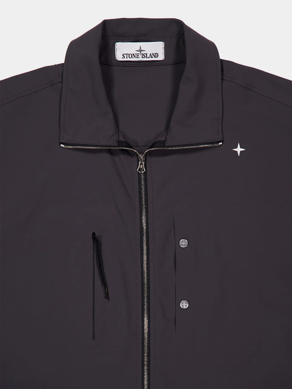 Lead Grey Bi-Stretch Nylon Tela Overshirt - Image 7