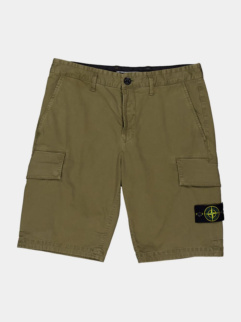 Military Green Organic Cotton Stretch Cargo Shorts - Image 4