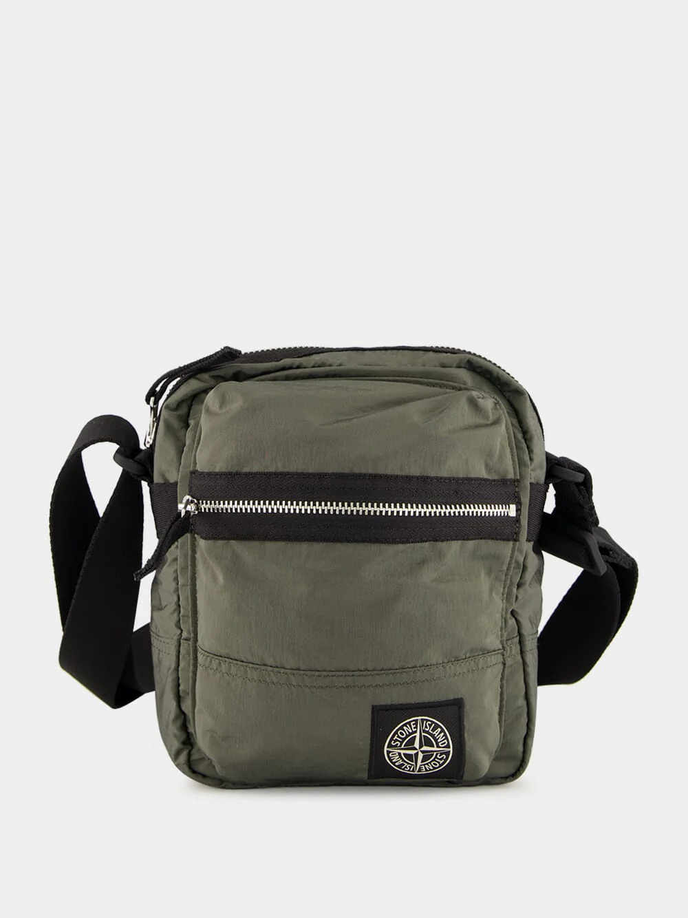 Musk Green Coated Nylon Metal ECONYL® Pouch Bag