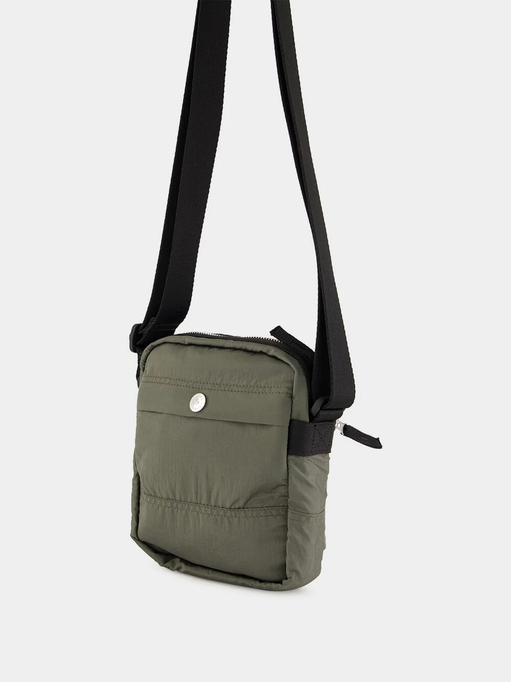 Musk Green Coated Nylon Metal ECONYL® Pouch Bag - Image 5
