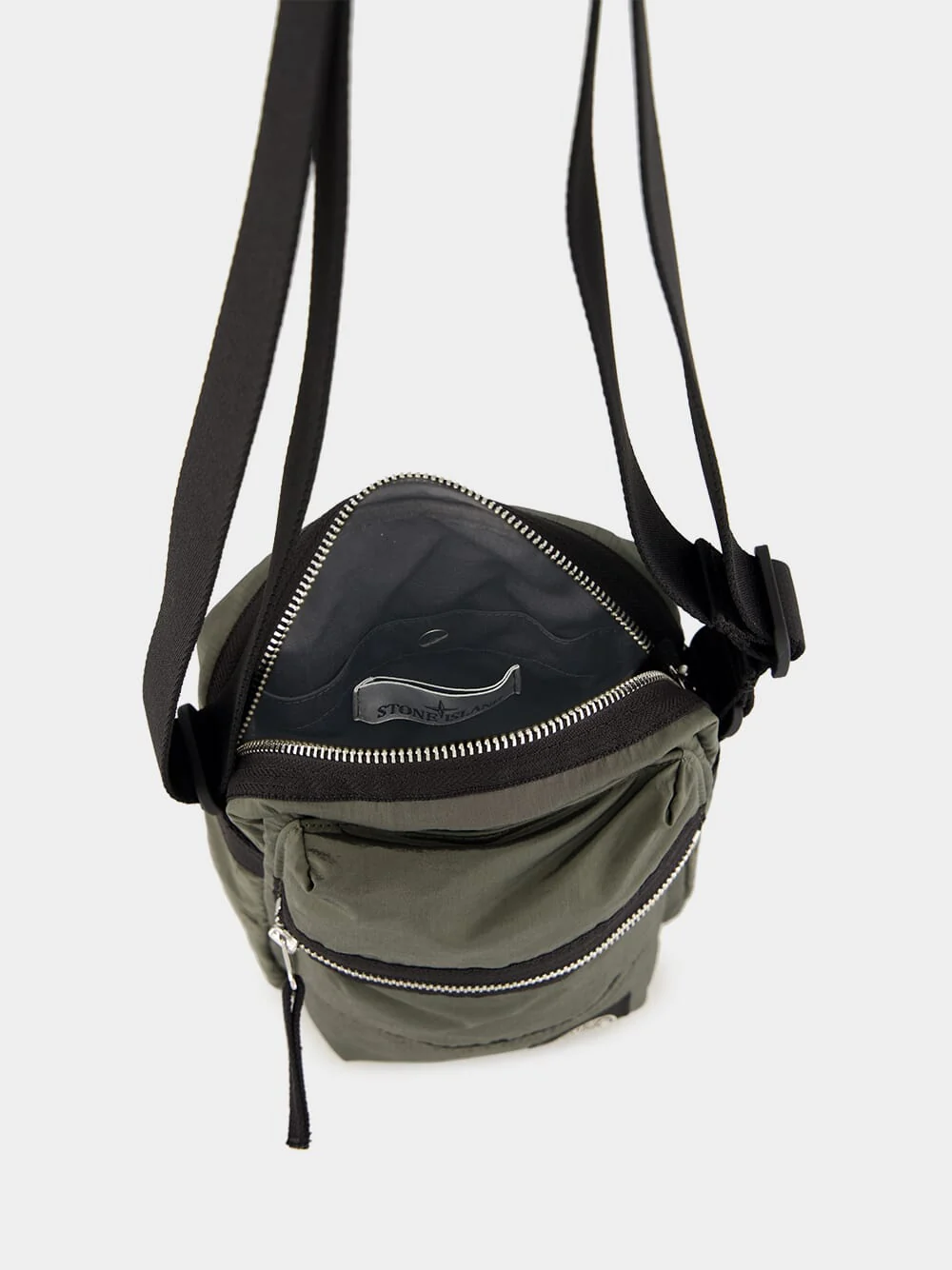 Musk Green Coated Nylon Metal ECONYL® Pouch Bag - Image 6