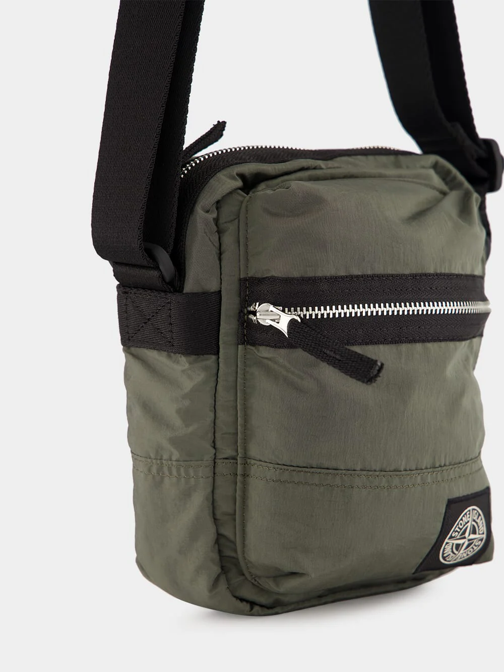 Musk Green Coated Nylon Metal ECONYL® Pouch Bag - Image 7