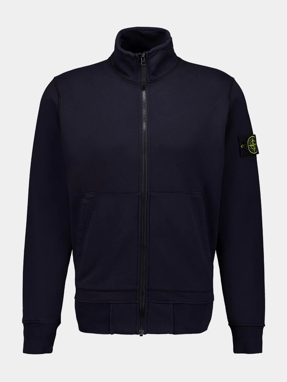Navy Blue Compass-Badge Zipped Sweatshirt