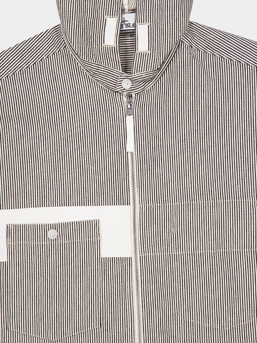 Navy Blue Marina Striped Cotton Hooded Jacket - Image 4