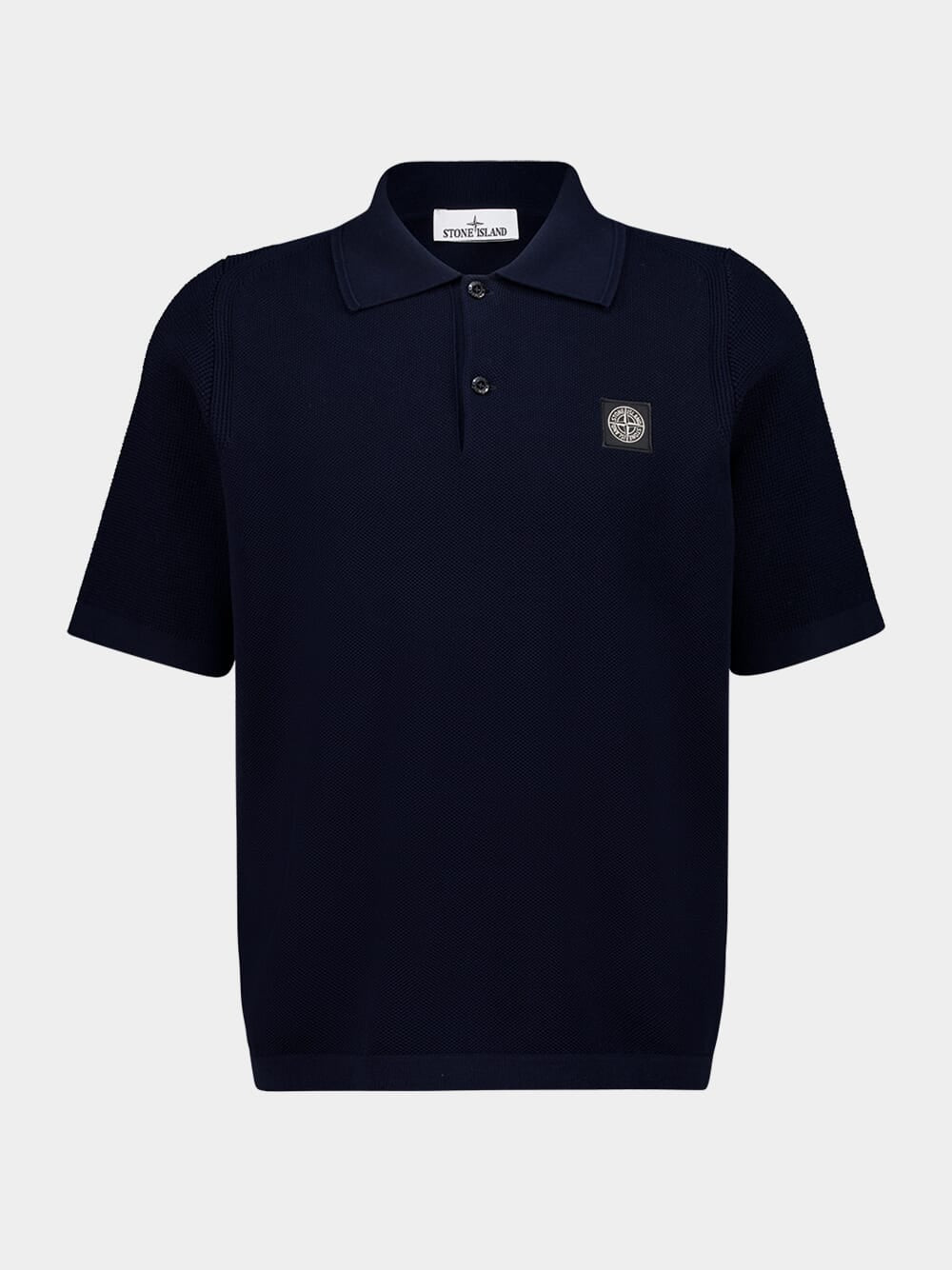 Navy Blue Micro Stitch Soft Organic Cotton Polo - Image 2