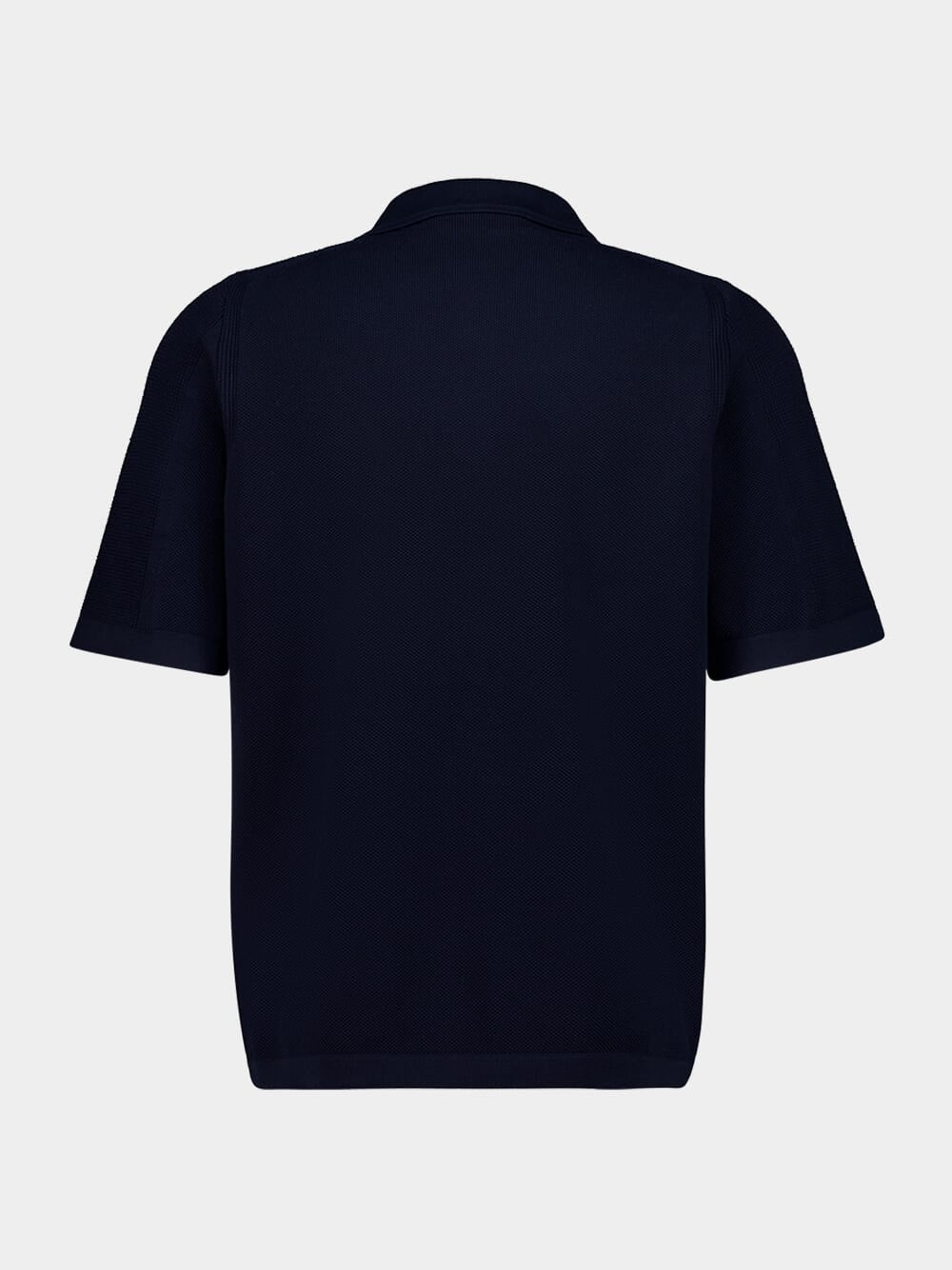 Navy Blue Micro Stitch Soft Organic Cotton Polo - Image 4